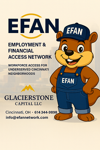 Efan the squirrel over the city ready to work